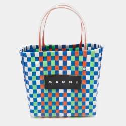 Pre Owned Marni Multicolor Woven Plastic Market Basket Tote