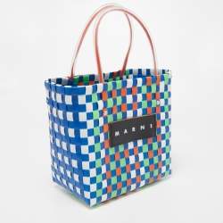 Pre Owned Marni Multicolor Woven Plastic Market Basket Tote