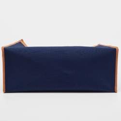 Pre Owned Marni Navy Blue/Brown Knit Fabric Medium Shopper Tote