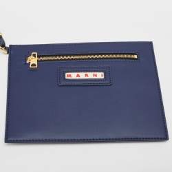 Pre Owned Marni Navy Blue/Brown Knit Fabric Medium Shopper Tote