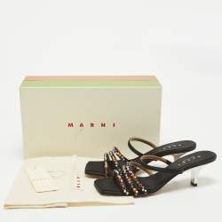 Marni Black Satin Crystal Embellished Slide Sandals Size 40