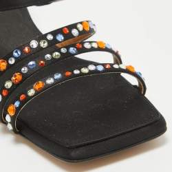 Marni Black Satin Crystal Embellished Slide Sandals Size 40