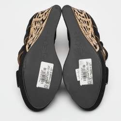 Marni Black/Gold Suede Wedge Ankle Strap Sandals Size 39