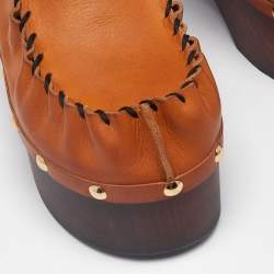 Marni Tan Leather Studded Platform Clogs Size 37