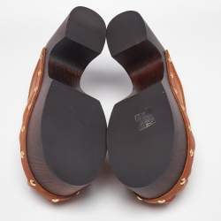 Marni Tan Leather Studded Platform Clogs Size 37