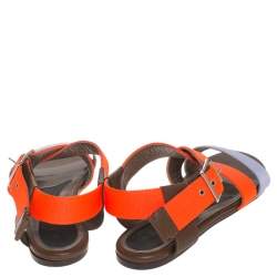 Pre Owned Marni Lavender/Neon Orange Criss Cross Flat Sandals Size 36.5