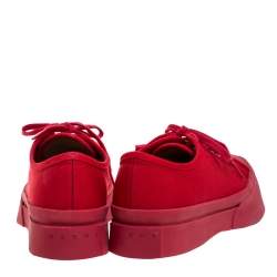 Marni Red Canvas Round Toe Low Top Sneakers Size 38