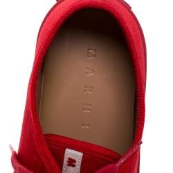Marni Red Canvas Round Toe Low Top Sneakers Size 38