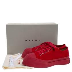 Marni Red Canvas Round Toe Low Top Sneakers Size 38