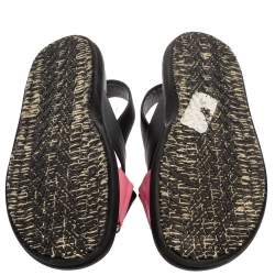Pre Owned Marni Black/Pink Leather Cross-Strap Sandals Size 39.5
