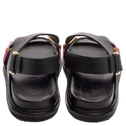 Pre Owned Marni Black/Pink Leather Cross-Strap Sandals Size 39.5