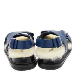 Pre Owned Marni Blue Leather Fussbett Crisscross Slingback Flat Sandals Size 38