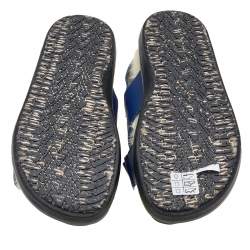 Pre Owned Marni Blue Leather Fussbett Crisscross Slingback Flat Sandals Size 38