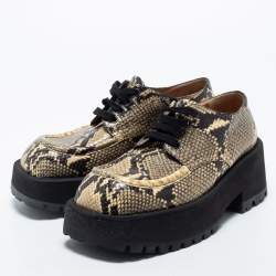 Marni Black/Yellow Snakeskin Embossed Leather Platform Lace Up Derby Size 39