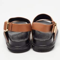 Pre Owned Marni Tan Leather Slingback Flat Sandals Size 36