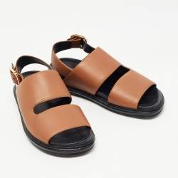 Pre Owned Marni Tan Leather Slingback Flat Sandals Size 36