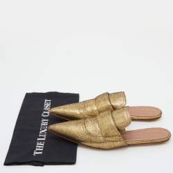 Marni Gold Glitter Suede Rising Sabot Flat Mules Size 39