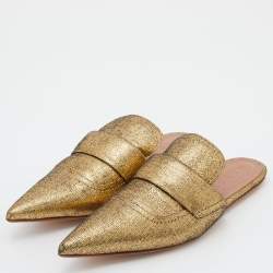 Marni Gold Glitter Suede Rising Sabot Flat Mules Size 39