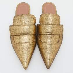 Marni Gold Glitter Suede Rising Sabot Flat Mules Size 39