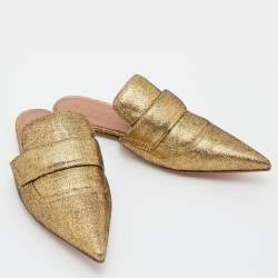 Marni Gold Glitter Suede Rising Sabot Flat Mules Size 39