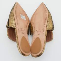 Marni Gold Glitter Suede Rising Sabot Flat Mules Size 39