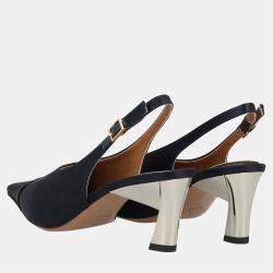 Pre Owned Marni Navy Blue/Black Satin Slingback Pumps 36