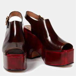 Pre Owned Marni Brown Leather Platform Sandals 36