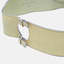 Pre Owned Marni Light Green Leather Adjustable Double Strap Wide Belt