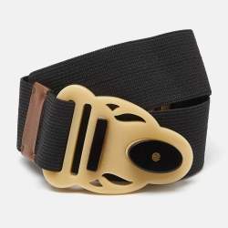Marni Black Elastic Bank Waist Belt 70CM