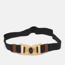 Marni Black Elastic Bank Waist Belt 70CM