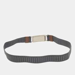 Marni Blue/Brown Elastic and Leather Waist Belt 65 CM