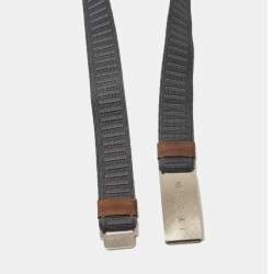 Marni Blue/Brown Elastic and Leather Waist Belt 65 CM