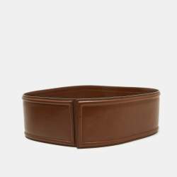 Marni Brown Leather Wide Waist Belt 80 CM