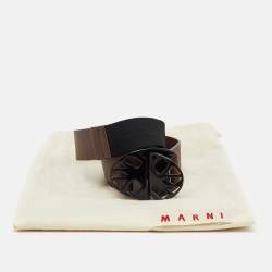 Marni Dark Brown/Black Leather and Elastic Waist Belt 95CM