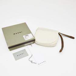 Pre Owned Marni Black Fur Horn Embellished Gold Tone Wide Bracelet