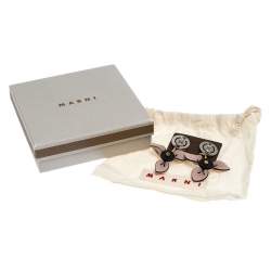Marni Floral Leather Two Tone Metal Dangle Earrings