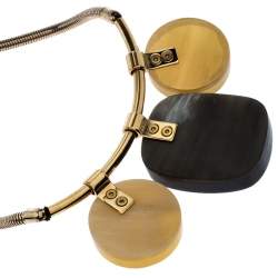 Marni Multicolor Horn and Resin Pendant Gold Tone Choker Necklace 