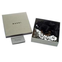 Pre Owned Marni Crystal Bead Embellished Black Ribbon Statement Tie-up Necklace