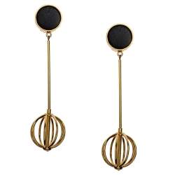 Marni Leather Gold Tone Long Statement Clip-on Earrings