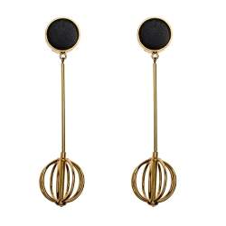 Marni Leather Gold Tone Long Statement Clip-on Earrings