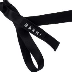 Pre Owned Marni Green Teardrop Beads Silver Tone Black Ribbon Self-Tie Necklace