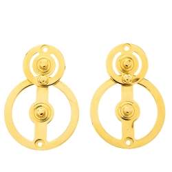 Marni Circular Motif Gold Tone Drop Earrings