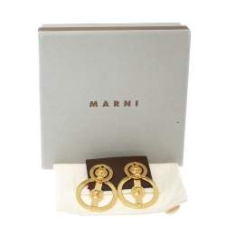Marni Circular Motif Gold Tone Drop Earrings