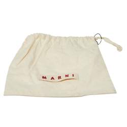 Marni Red Resin and Wood Leather Tag Necklace