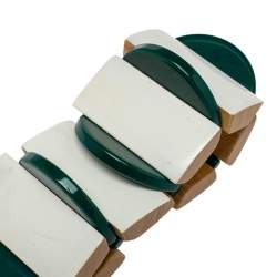 Pre Owned Marni White/Green Resin Wooden Stretch Bracelet