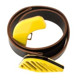 Marni Black Leather And Elastic Waist Belt 85 CM