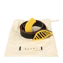 Marni Black Leather And Elastic Waist Belt 85 CM