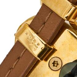 Pre Owned Marni Beige Leather Floral Horn Pendant Adjustable Necklace