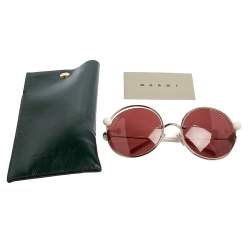 Pre Owned Marni Pink/White Acetate ME106S Round Sunglasses