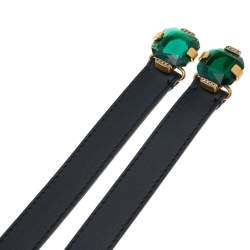 Marni Black Leather and Elastic Fabric Waist Belt Size 70cm